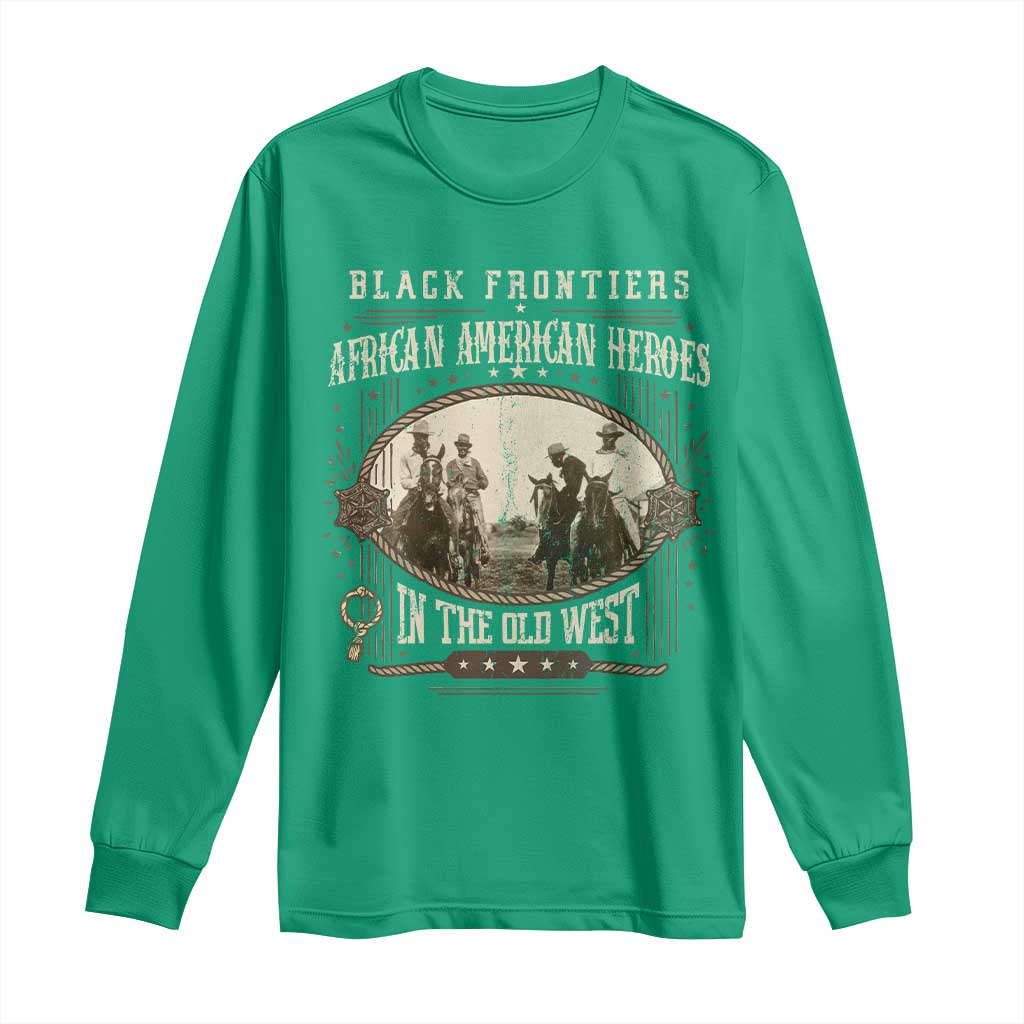African American Cowboy Long Sleeve Shirt Black Frontiers African American Heroes In The Old West - Wonder Print Shop