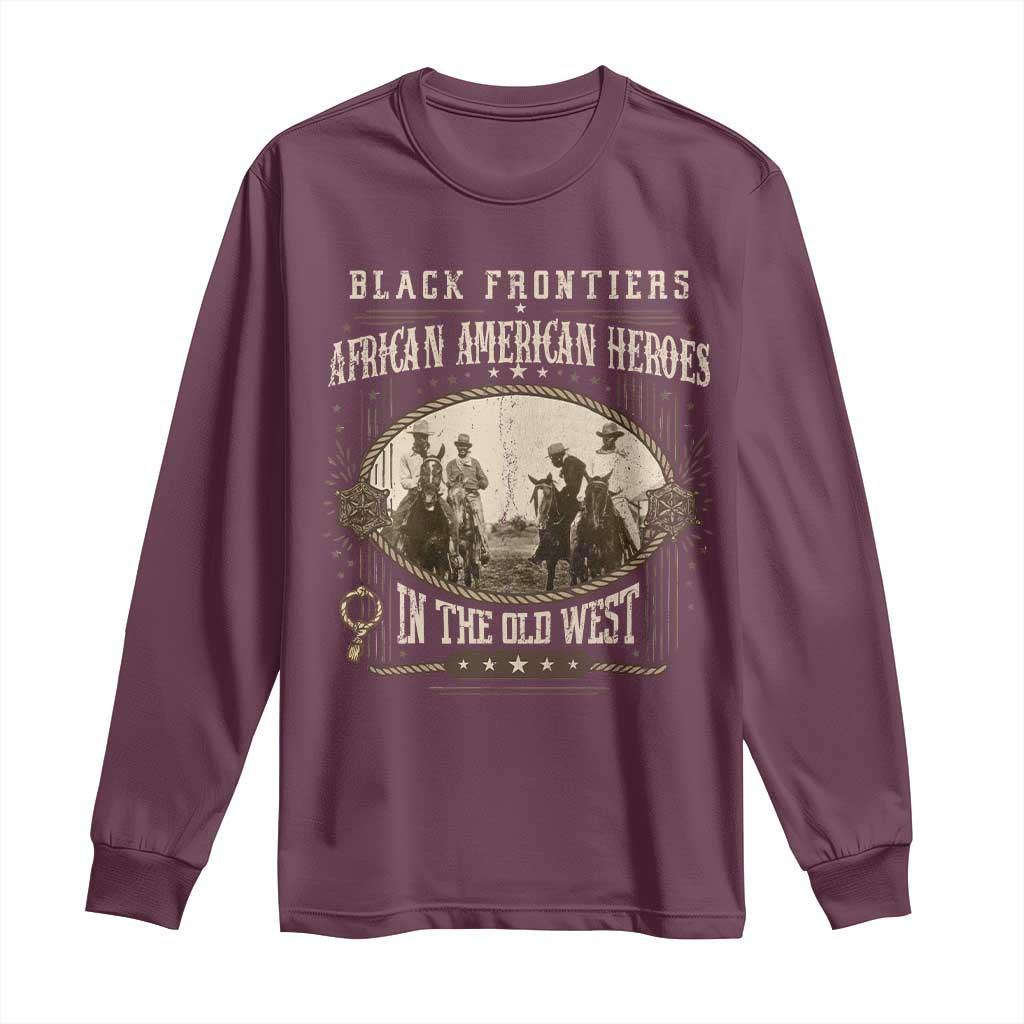 African American Cowboy Long Sleeve Shirt Black Frontiers African American Heroes In The Old West - Wonder Print Shop