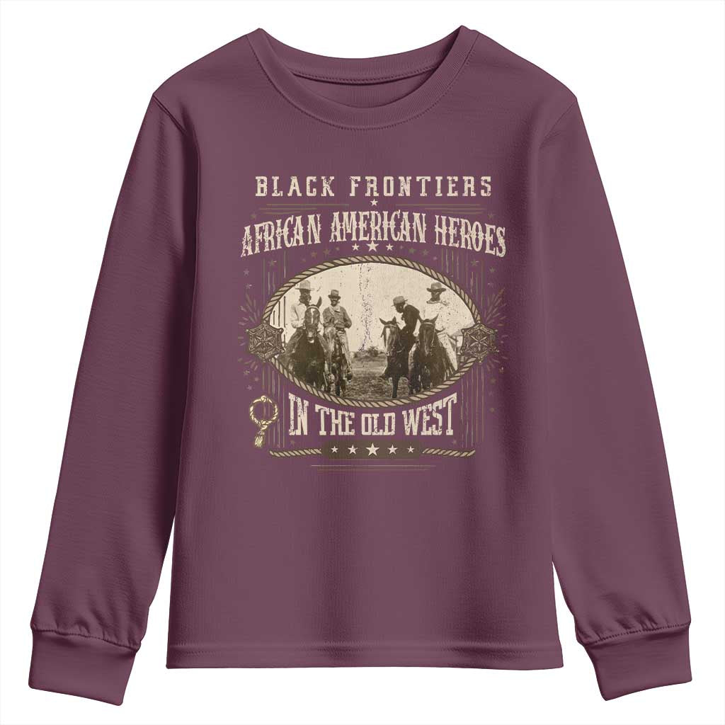 African American Cowboy Youth Sweatshirt Black Frontiers African American Heroes In The Old West - Wonder Print Shop