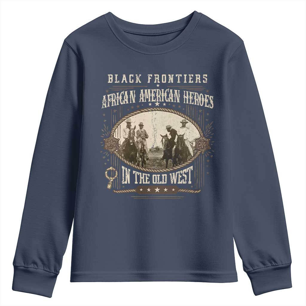 African American Cowboy Youth Sweatshirt Black Frontiers African American Heroes In The Old West - Wonder Print Shop
