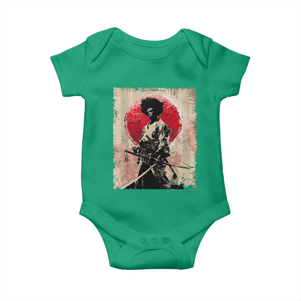 Funny African America Samurai Baby Onesie Japanese Art Black Warrior Fighter