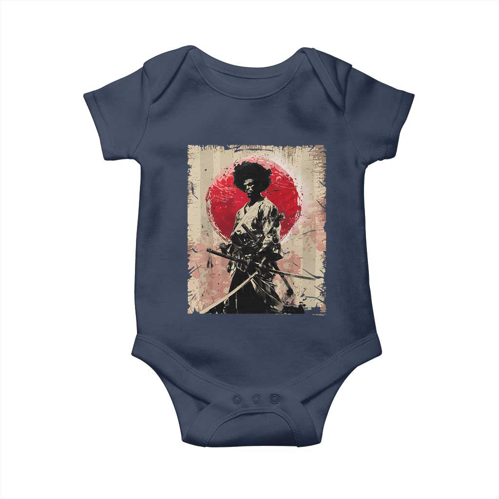 Funny African America Samurai Baby Onesie Japanese Art Black Warrior Fighter