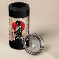 Funny African America Samurai 4 in 1 Can Cooler Tumbler Japanese Art Black Warrior Fighter