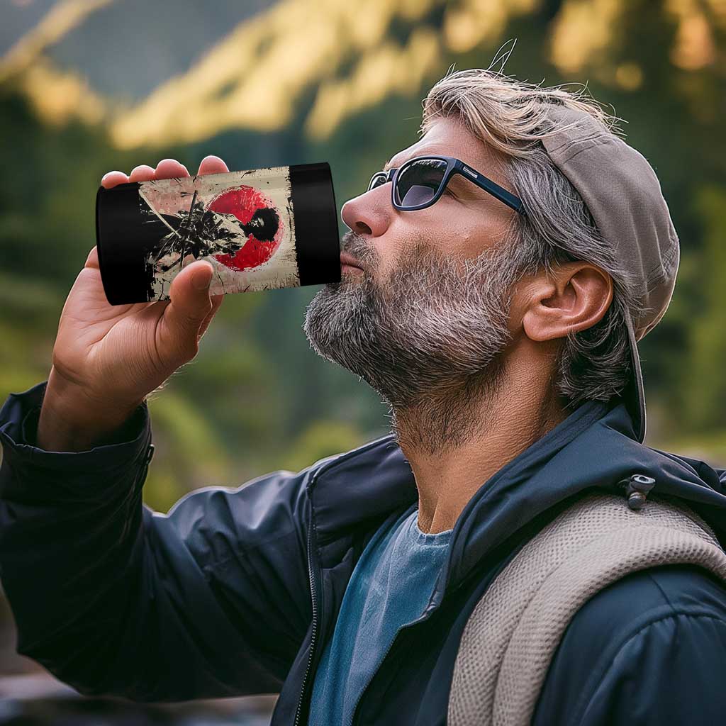 Funny African America Samurai 4 in 1 Can Cooler Tumbler Japanese Art Black Warrior Fighter