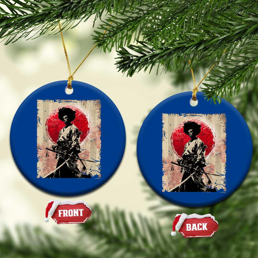 Funny African America Samurai Ceramic Ornament Japanese Art Black Warrior Fighter