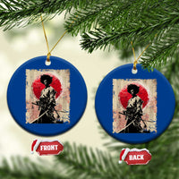 Funny African America Samurai Ceramic Ornament Japanese Art Black Warrior Fighter
