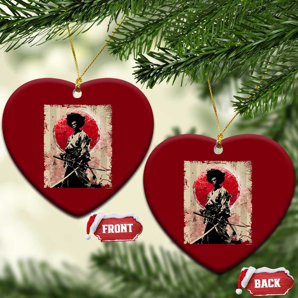 Funny African America Samurai Ceramic Ornament Japanese Art Black Warrior Fighter