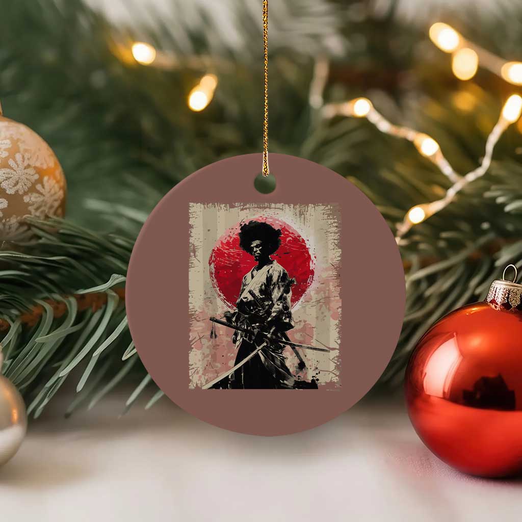 Funny African America Samurai Ceramic Ornament Japanese Art Black Warrior Fighter