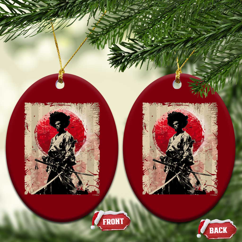Funny African America Samurai Ceramic Ornament Japanese Art Black Warrior Fighter