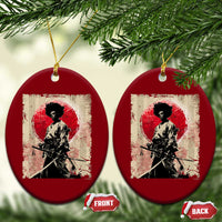 Funny African America Samurai Ceramic Ornament Japanese Art Black Warrior Fighter