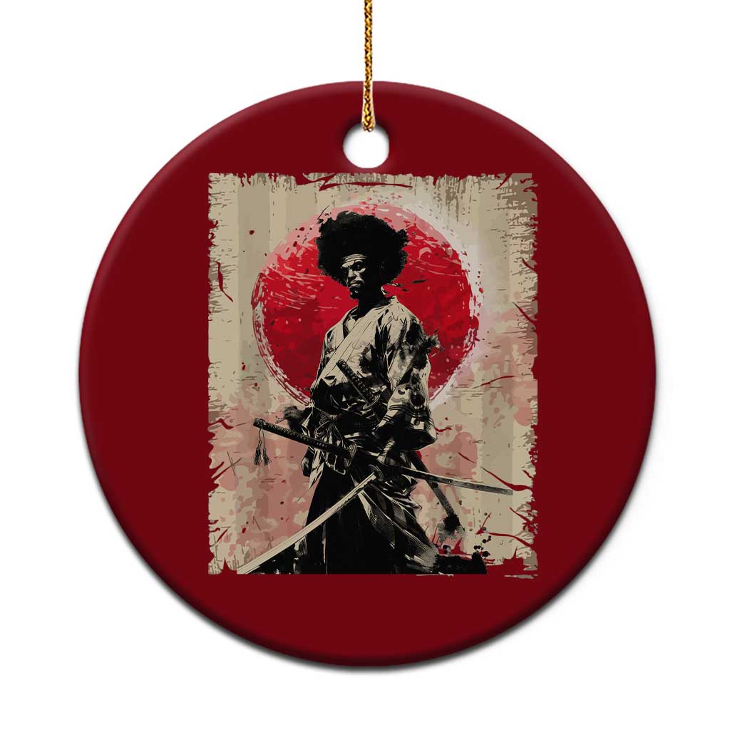 Funny African America Samurai Ceramic Ornament Japanese Art Black Warrior Fighter