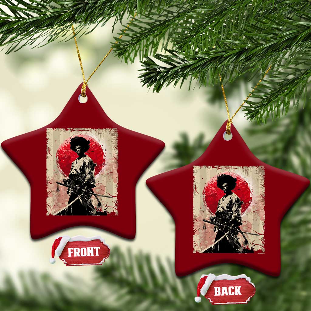 Funny African America Samurai Ceramic Ornament Japanese Art Black Warrior Fighter