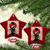 Funny African America Samurai Ceramic Ornament Japanese Art Black Warrior Fighter