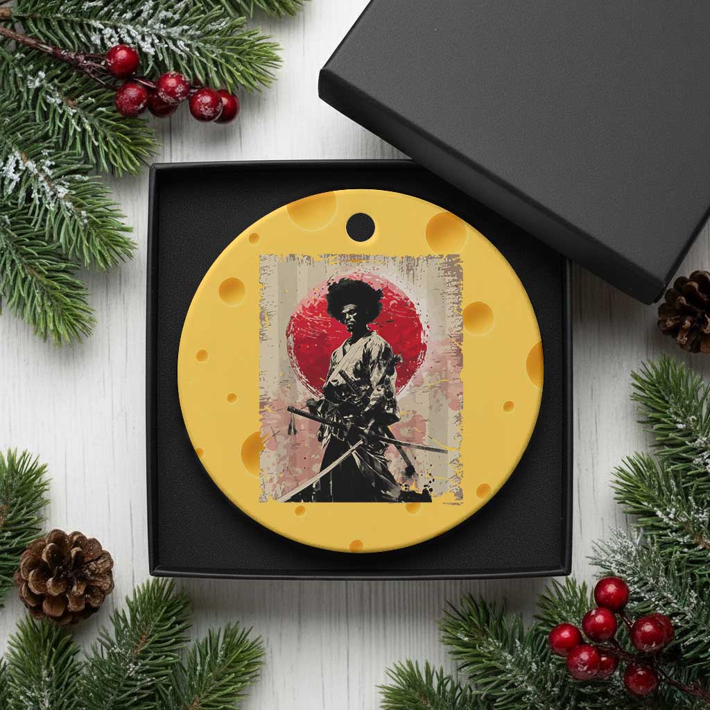 Funny African America Samurai Ceramic Ornament Japanese Art Black Warrior Fighter