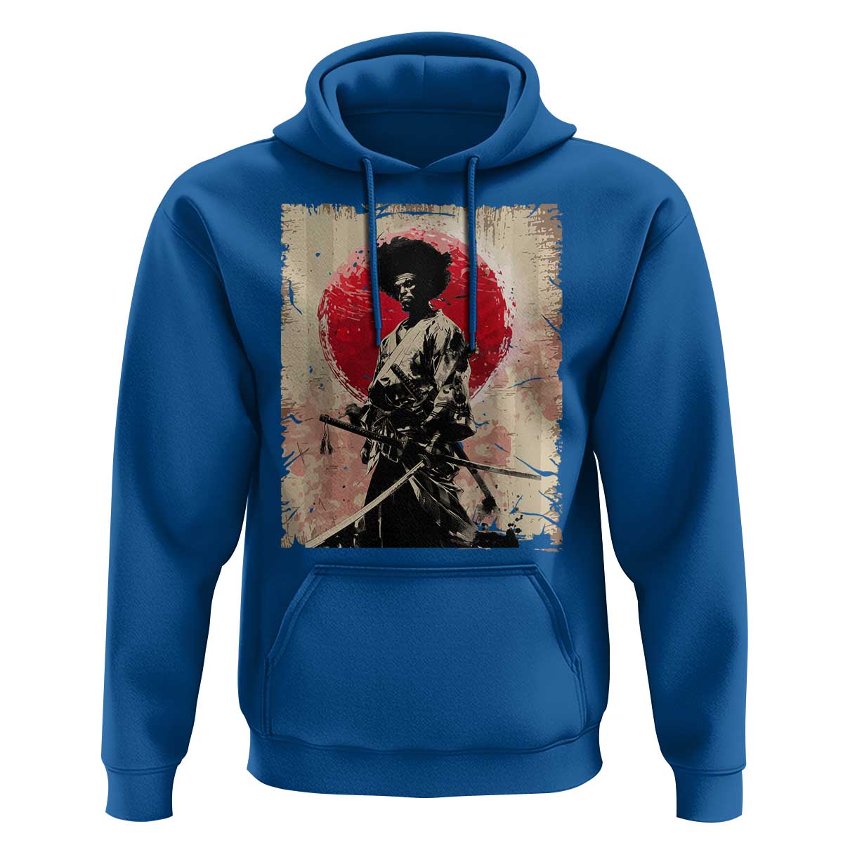 Funny African America Samurai Hoodie Japanese Art Black Warrior Fighter