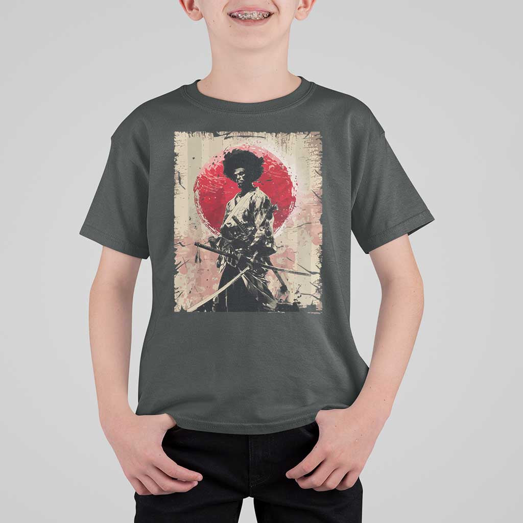 Funny African America Samurai T Shirt For Kid Japanese Art Black Warrior Fighter