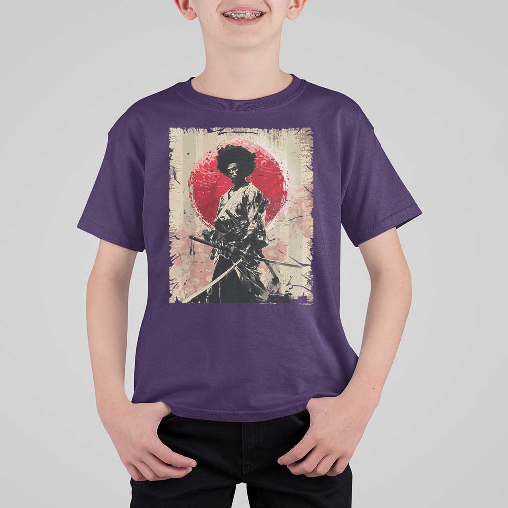 Funny African America Samurai T Shirt For Kid Japanese Art Black Warrior Fighter