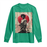 Funny African America Samurai Long Sleeve Shirt Japanese Art Black Warrior Fighter