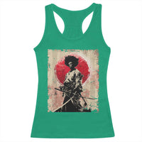 Funny African America Samurai Racerback Tank Top Japanese Art Black Warrior Fighter