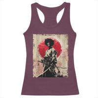 Funny African America Samurai Racerback Tank Top Japanese Art Black Warrior Fighter