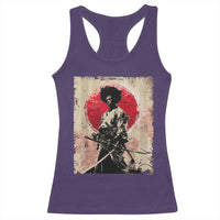 Funny African America Samurai Racerback Tank Top Japanese Art Black Warrior Fighter