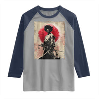 Funny African America Samurai Raglan Shirt Japanese Art Black Warrior Fighter