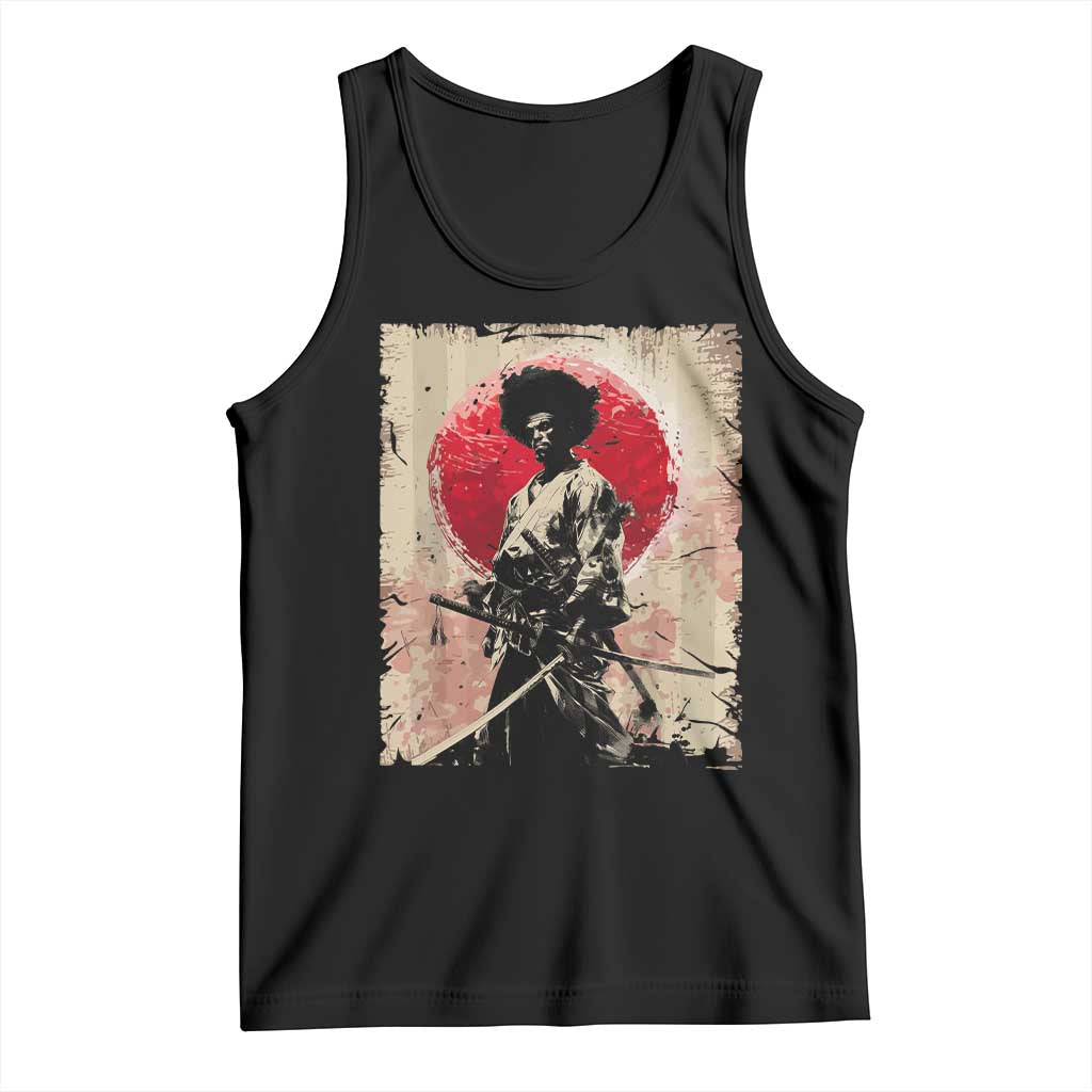 Funny African America Samurai Tank Top Japanese Art Black Warrior Fighter