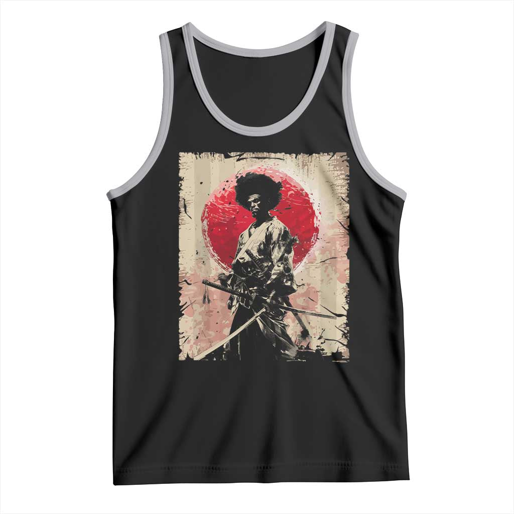Funny African America Samurai Tank Top Japanese Art Black Warrior Fighter