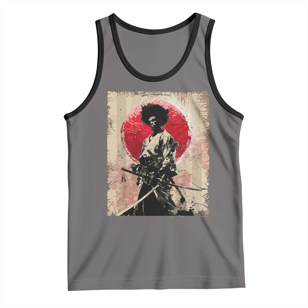 Funny African America Samurai Tank Top Japanese Art Black Warrior Fighter