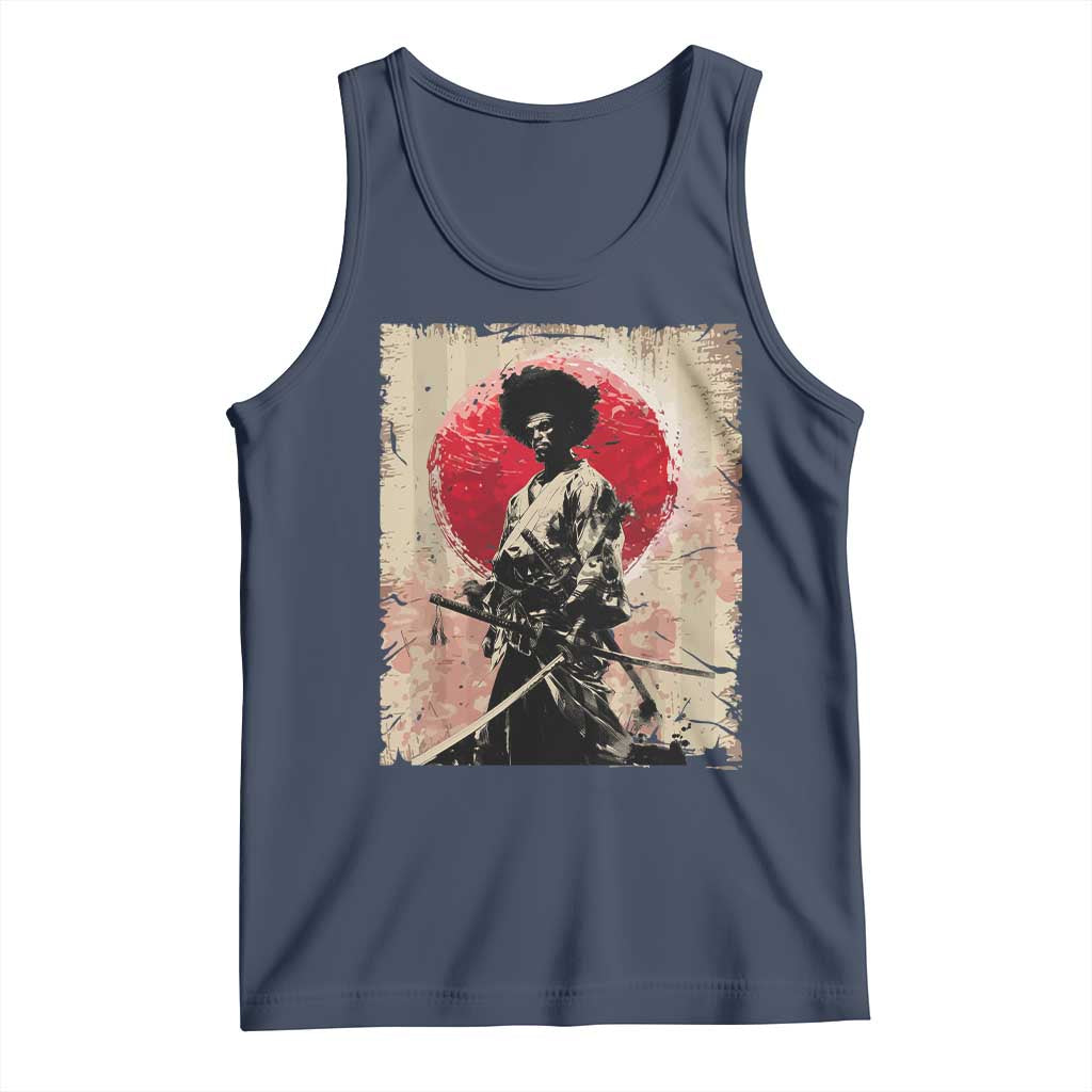 Funny African America Samurai Tank Top Japanese Art Black Warrior Fighter