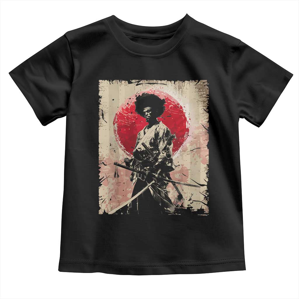 Funny African America Samurai Toddler T Shirt Japanese Art Black Warrior Fighter
