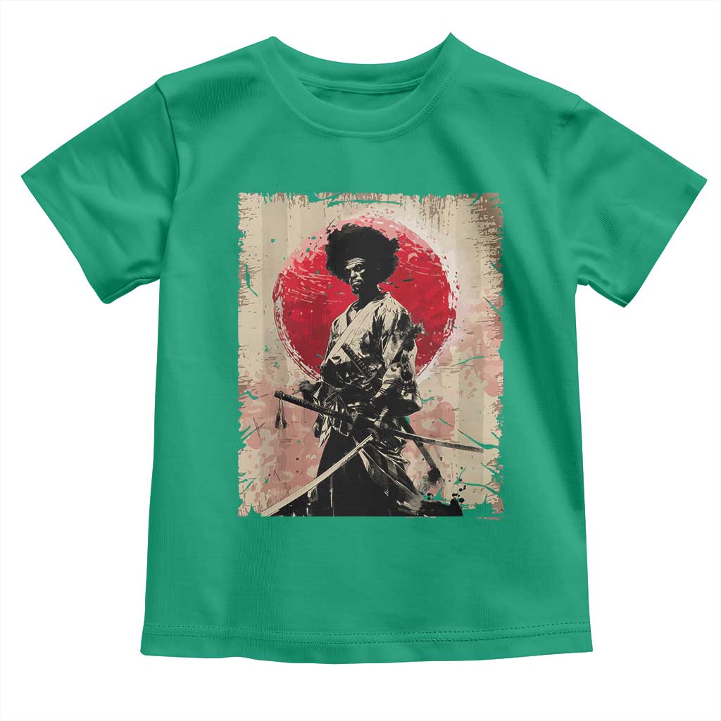 Funny African America Samurai Toddler T Shirt Japanese Art Black Warrior Fighter