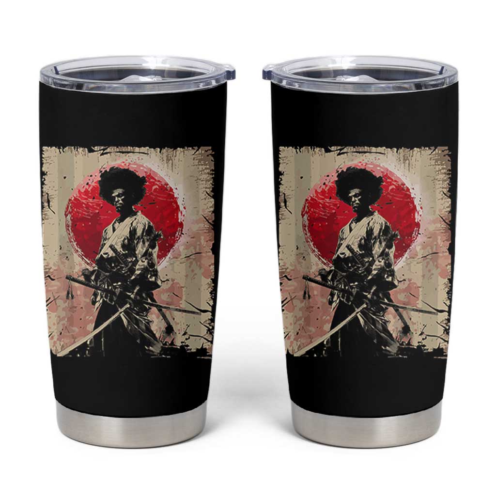 Funny African America Samurai Tumbler Cup Japanese Art Black Warrior Fighter