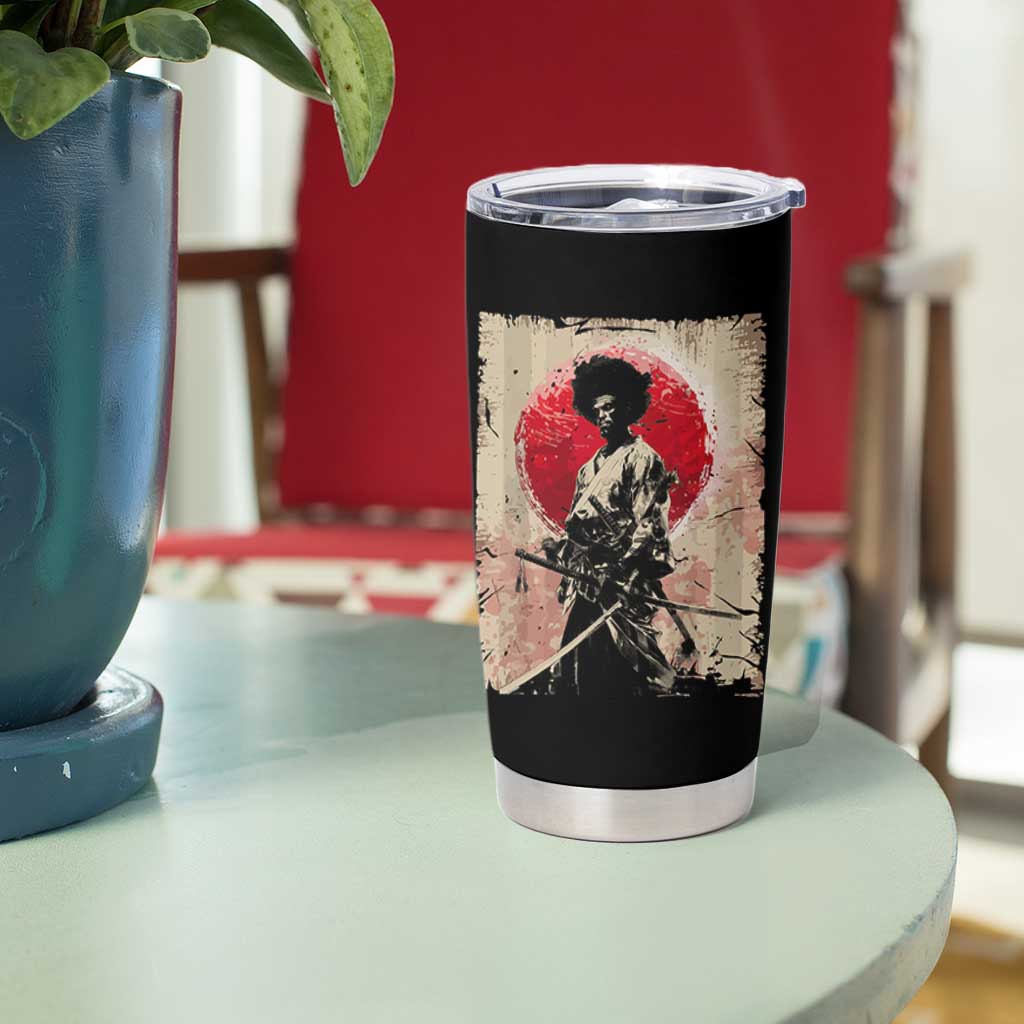 Funny African America Samurai Tumbler Cup Japanese Art Black Warrior Fighter