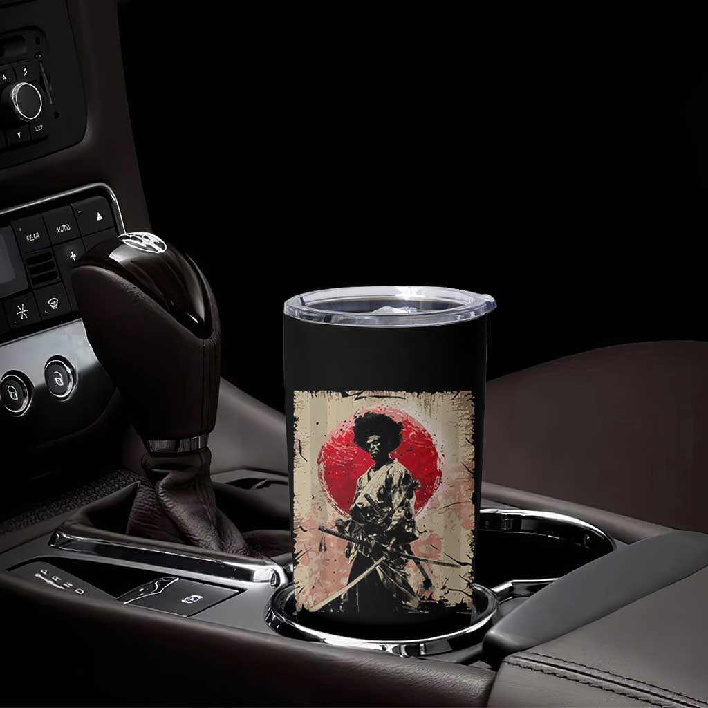 Funny African America Samurai Tumbler Cup Japanese Art Black Warrior Fighter