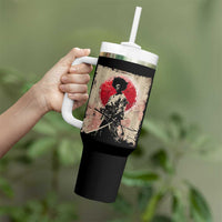 Funny African America Samurai Tumbler With Handle Japanese Art Black Warrior Fighter