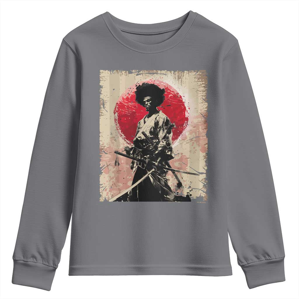 Funny African America Samurai Youth Sweatshirt Japanese Art Black Warrior Fighter