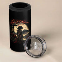 Funny African American Samurai 4 in 1 Can Cooler Tumbler Japanese Art Black Warrior Sakura