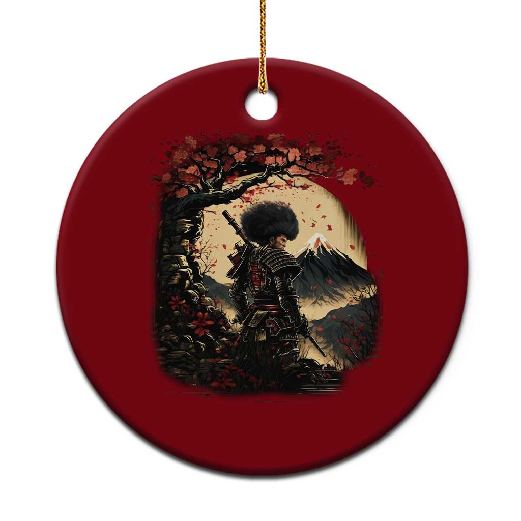 Funny African American Samurai Ceramic Ornament Japanese Art Black Warrior Sakura