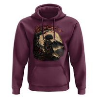 Funny African America Samurai Hoodie Japanese Art Black Warrior Sakura