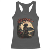 Funny African America Samurai Racerback Tank Top Japanese Art Black Warrior Sakura