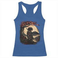 Funny African America Samurai Racerback Tank Top Japanese Art Black Warrior Sakura