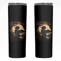 Funny African American Samurai Skinny Tumbler Japanese Art Black Warrior Sakura