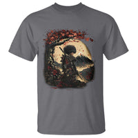 Funny African America Samurai T Shirt Japanese Art Black Warrior Sakura