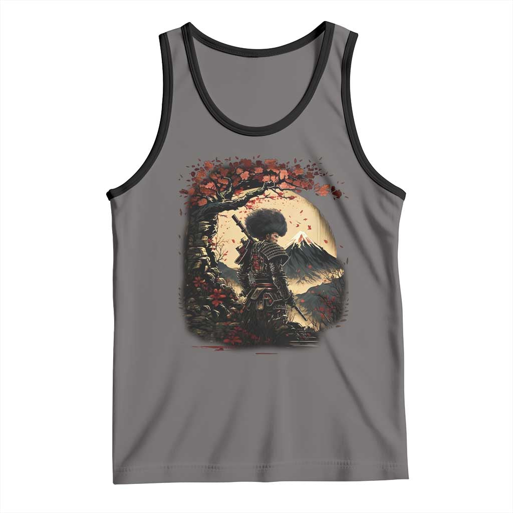 Funny African America Samurai Tank Top Japanese Art Black Warrior Sakura