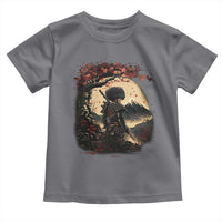 Funny African America Samurai Toddler T Shirt Japanese Art Black Warrior Sakura