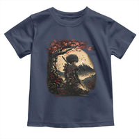 Funny African America Samurai Toddler T Shirt Japanese Art Black Warrior Sakura