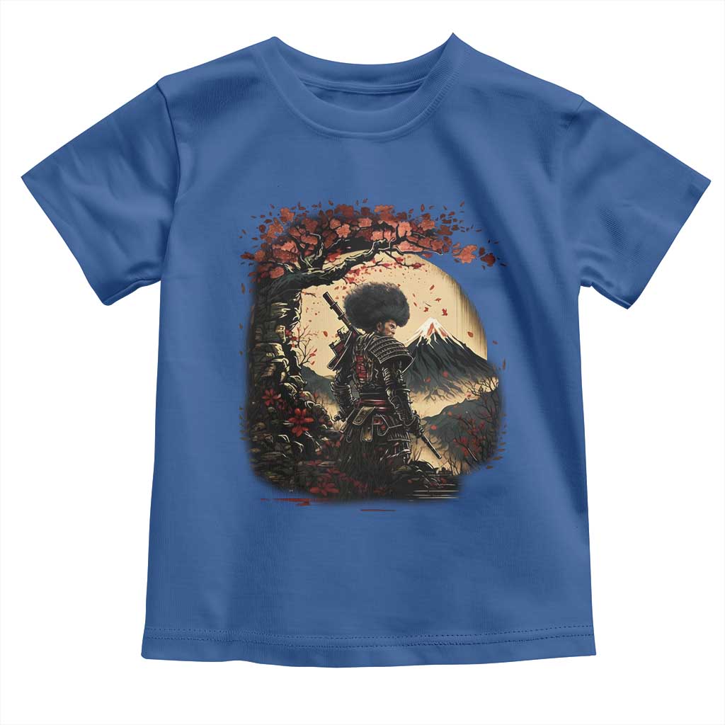 Funny African America Samurai Toddler T Shirt Japanese Art Black Warrior Sakura