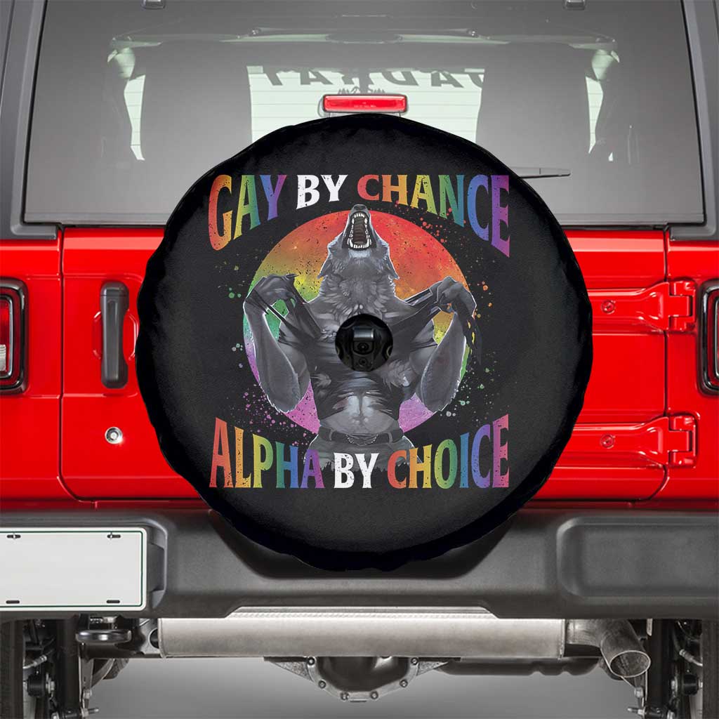 Funny Gay By Chance Alpha By Choice Spare Tire Cover Wolf Alpha LGBTQ - Wonder Print Shop
