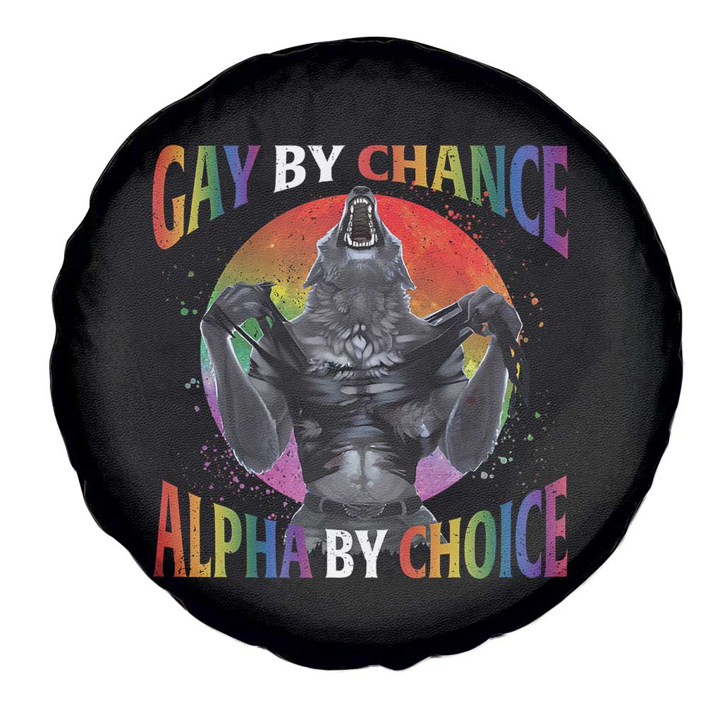 Funny Gay By Chance Alpha By Choice Spare Tire Cover Wolf Alpha LGBTQ - Wonder Print Shop